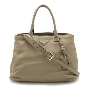 PRADA Gray Leather Shoulder Bag